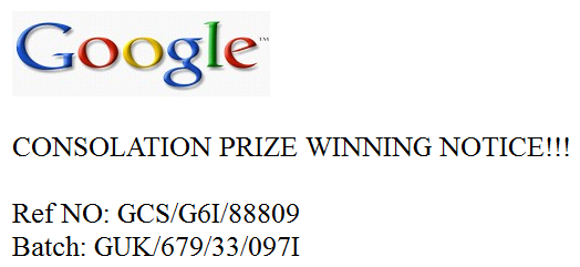 NOT a Google prize notice.