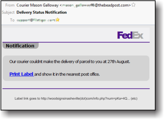 Fake FedEx notice