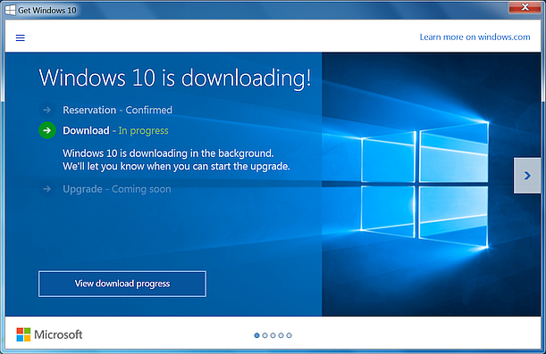 Windows 10 Download Status