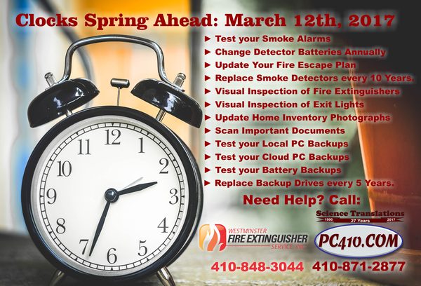 2017 Spring Clocks Change March 12th